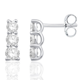 Boucles d'oreilles diamant de synthèse 1,42 carat et or 18 carats