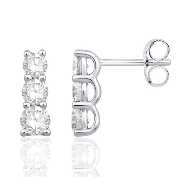 Boucles d'oreilles diamant de synthèse 1,42 carat et or 18 carats