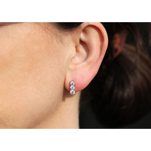 Boucles d'oreilles diamant de synthèse 1,42 carat et or 18 carats
