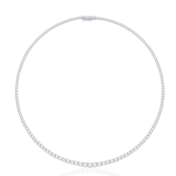 Collier diamant de synthèse 11,96 carat et or blanc 9 ou 18 carats