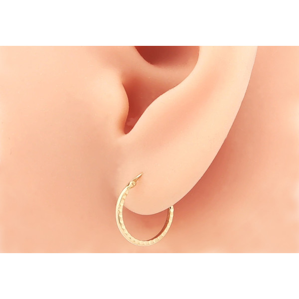 Créoles or jaune 18 carats striées 12 mm pour enfant