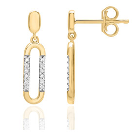 Boucles d'oreilles or jaune 18 carats et diamant 0,096 carat