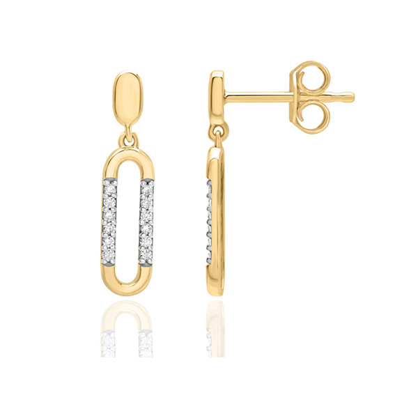 Boucles d'oreilles or jaune 18 carats et diamant 0,096 carat