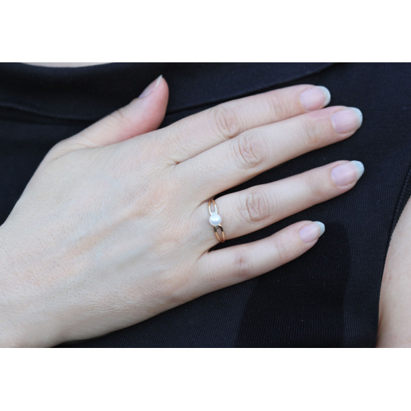 Bague or jaune 18 carats et perles de cultures 5 mm