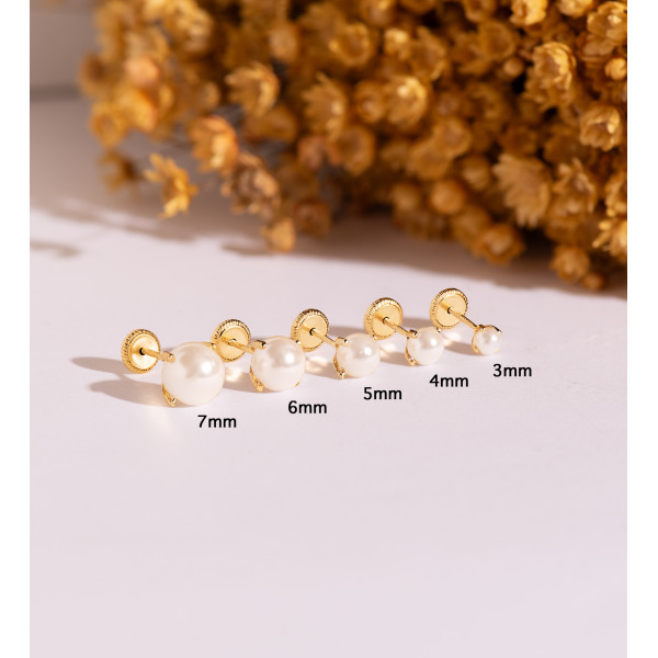 Boucles d'oreilles or 18 carats et perle 4 mm pour enfant