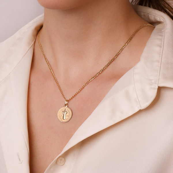 Médaille scapulaire or 18 carats "Saint Benoit"