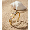 Bague or 18 carats et zirconiums "grain de café"