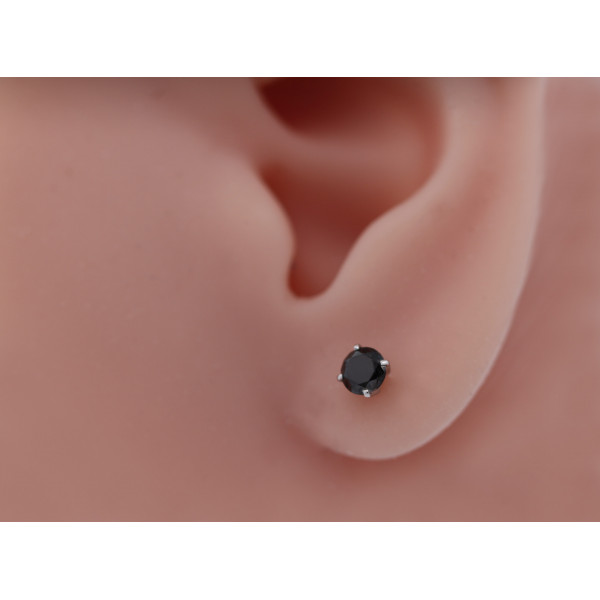 Boucle d'oreille diamant noir 0,30 carat et or blanc 18 carats pour hommes