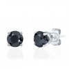 Clous d'oreilles or blanc 18 carats et diamant noir 0,60 carat