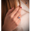 Bague diamant 0,29 carat, saphir 0,98 carat et or blanc 18 carats