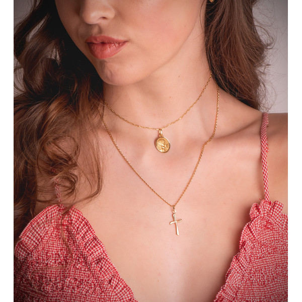 Médaille "l'ange à la colombe" en or jaune 18 carats