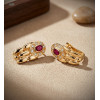 Boucles d'oreilles rubis, zirconium et or 18 carats
