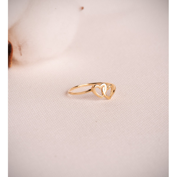 Bague or jaune 18 carats "doubles cœurs"