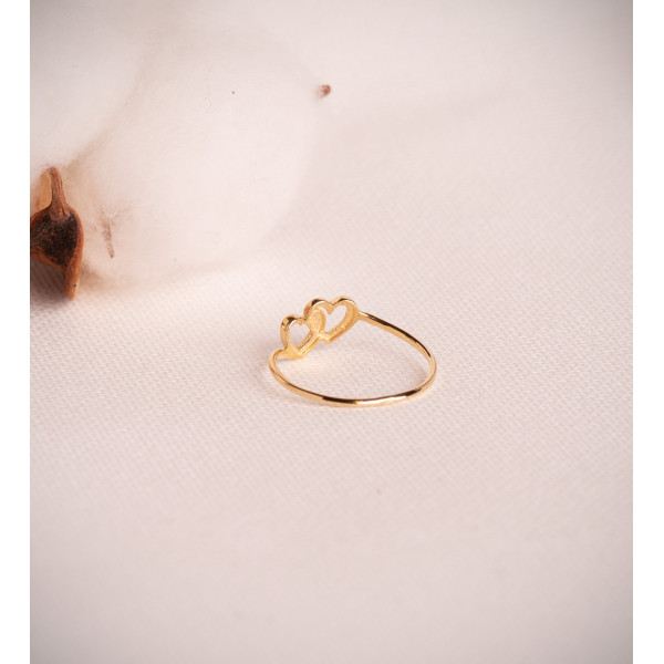 Bague or jaune 18 carats "doubles cœurs"