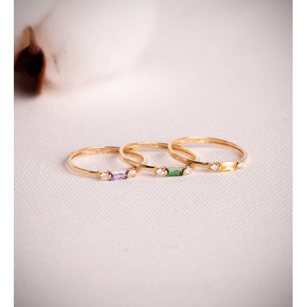 Bague or 18 carats, citrine et zirconiums