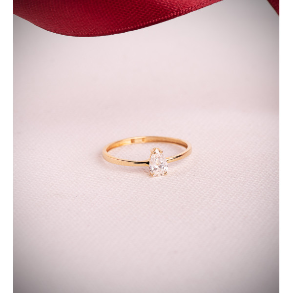 Bague diamant de synthèse 0,35 carat et or jaune 18 carats