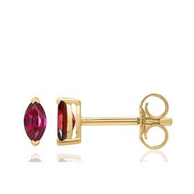 Boucles d'oreilles rubis 5 x 2,5 mm et or jaune 18 carats