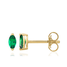 Boucles d'oreilles émeraude 5 x 2,5 mm et or jaune 18 carats