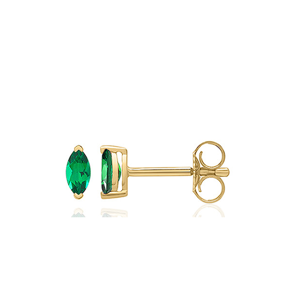 Boucles d'oreilles émeraude 5 x 2,5 mm et or jaune 18 carats