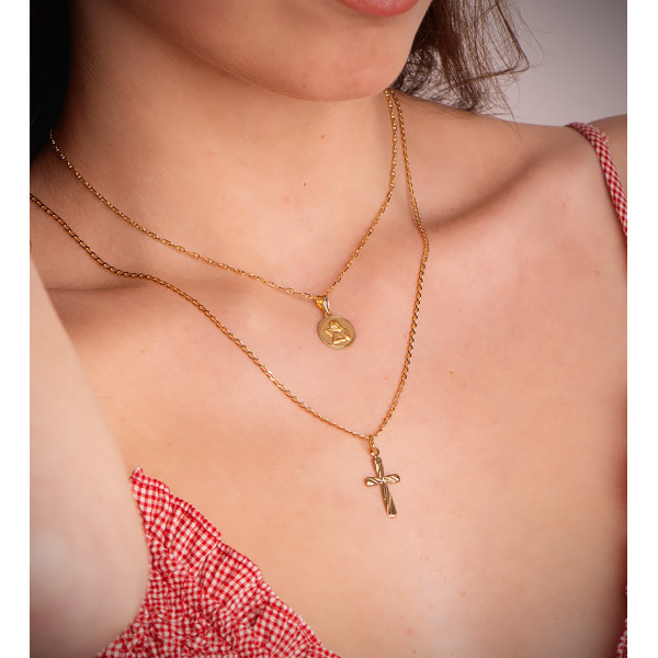 Pendentif croix torsadée or jaune 18 carats
