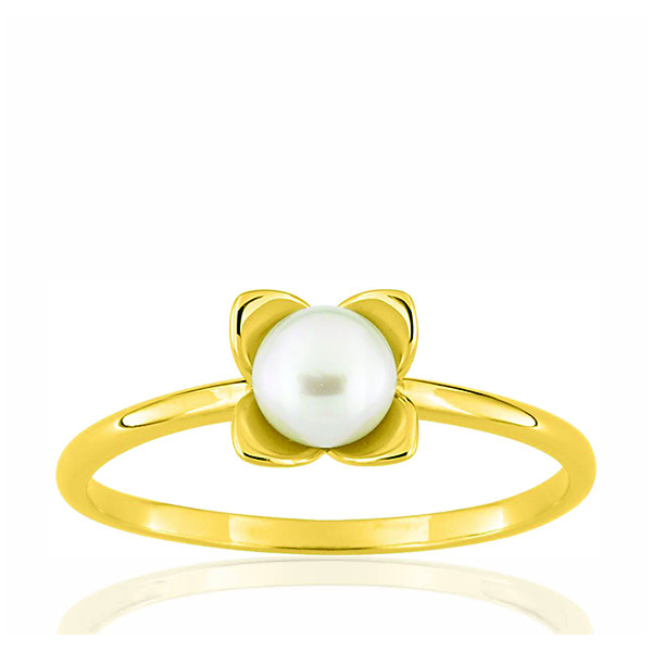 Bague or jaune 18 carats et perle de culture 5 mm