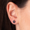 Boucles d'oreilles or jaune 18 carats et saphir rond 6 mm