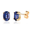 Boucles d'oreilles or jaune 18 carats et saphir 7 x 5 mm