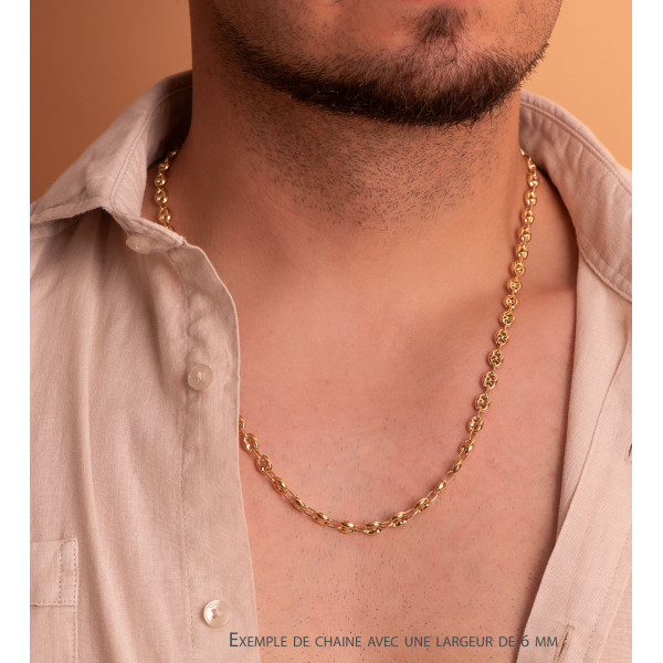 Chaine or jaune 18 carats 60 cm maille grain de café