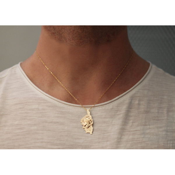 Pendentif or 9 carats "Corse et tête de Maure"