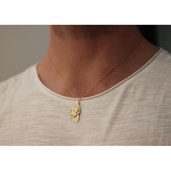 Pendentif or 9 ou 18 carats "Corse et tête de Maure"