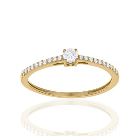 Bague diamant de synthèse 0,19 carat et or 18 carats