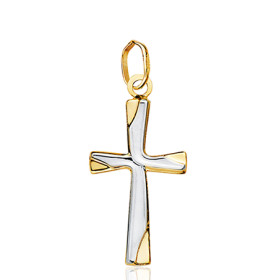 Pendentif croix torsadée deux ors 18 carats