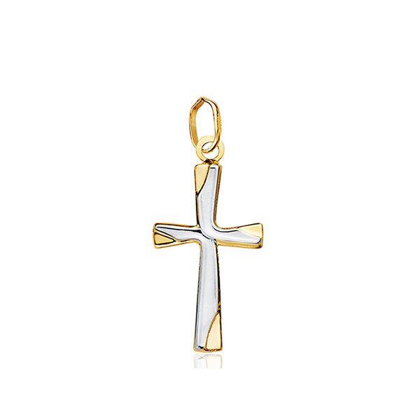 Pendentif croix torsadée deux ors 18 carats