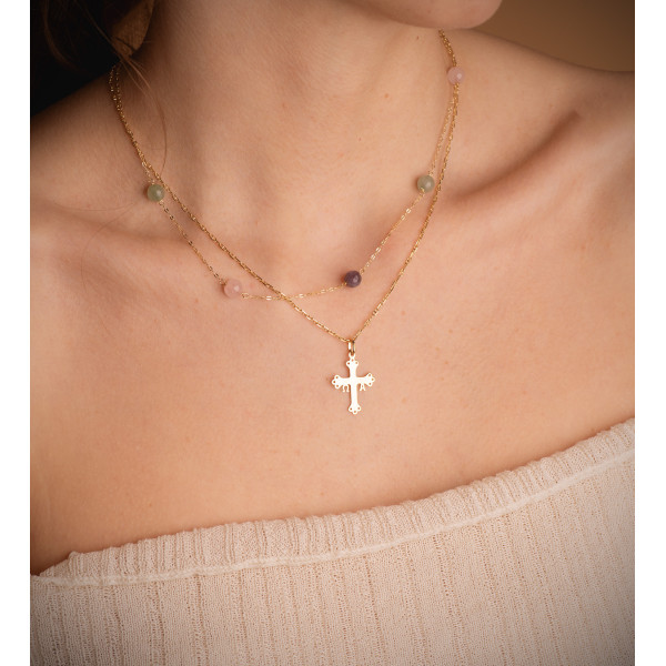 Pendentif or jaune 750/1000 croix Covadonga