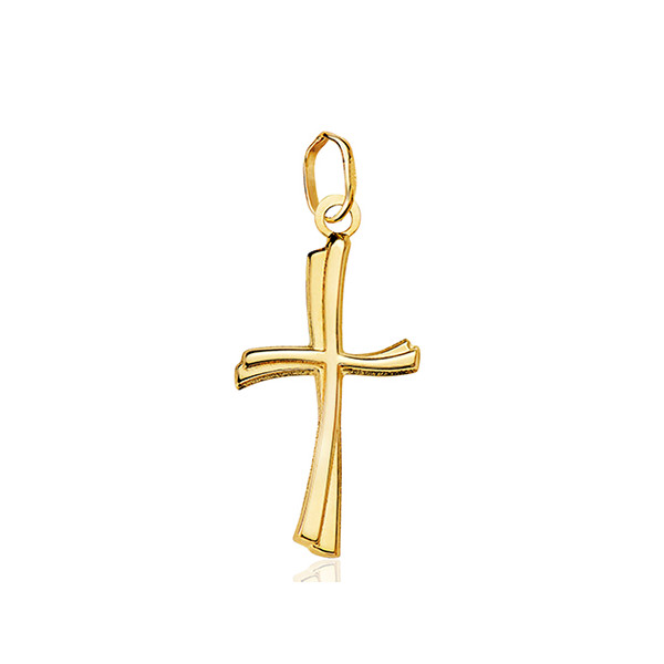 Pendentif croix torsadée or jaune 18 carats