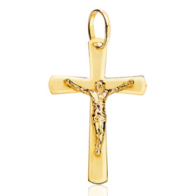 Pendentif croix et Christ or jaune 18 carats