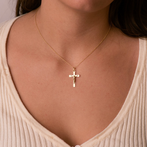 Pendentif croix et Christ or jaune 750/1000