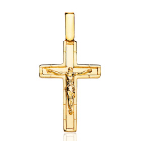 Pendentif croix et Christ or jaune 18 carats