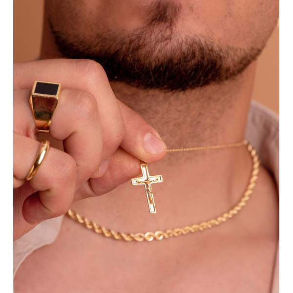 Pendentif croix et Christ or jaune 18 carats