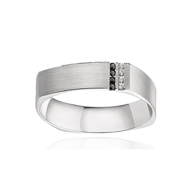 Alliance en palladium et diamants blancs et noirs