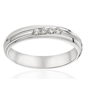 Alliance en palladium et diamants 0,056 carat