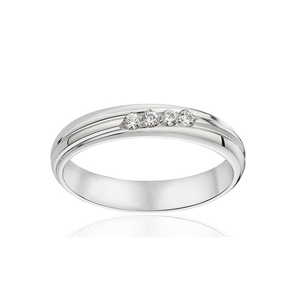 Alliance en palladium et diamants 0,056 carat