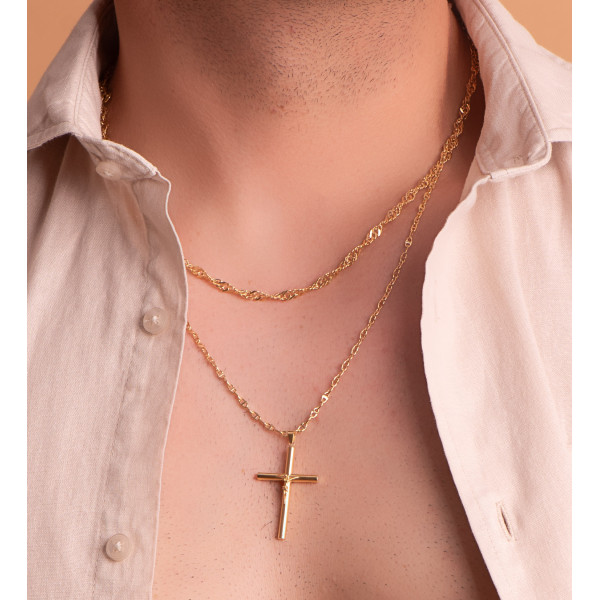Pendentif croix et Christ or jaune 750/1000