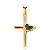 Pendentif croix or 18 carat et cœur malachite