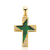 Pendentif croix or 18 carat, zirconiums  et malachite
