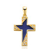 Pendentif croix or 18 carat, zirconiums et lapis-lazuli