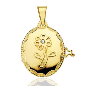Pendentif cassolette or jaune 18 carats et zirconium
