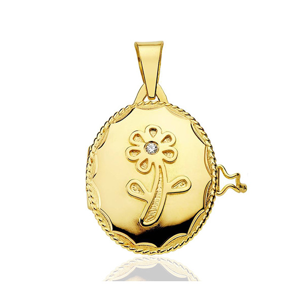 Pendentif cassolette or jaune 18 carats et zirconium