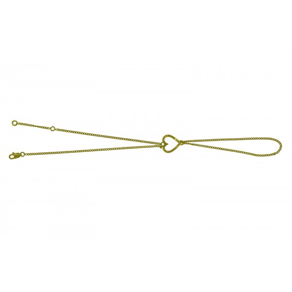 Chaine de main or 18 carats "grand cœur strié" pour femmes