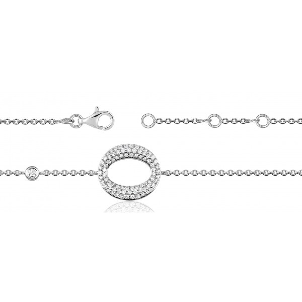 Bracelet ajustable en or blanc 18 carats et diamants pour femmes